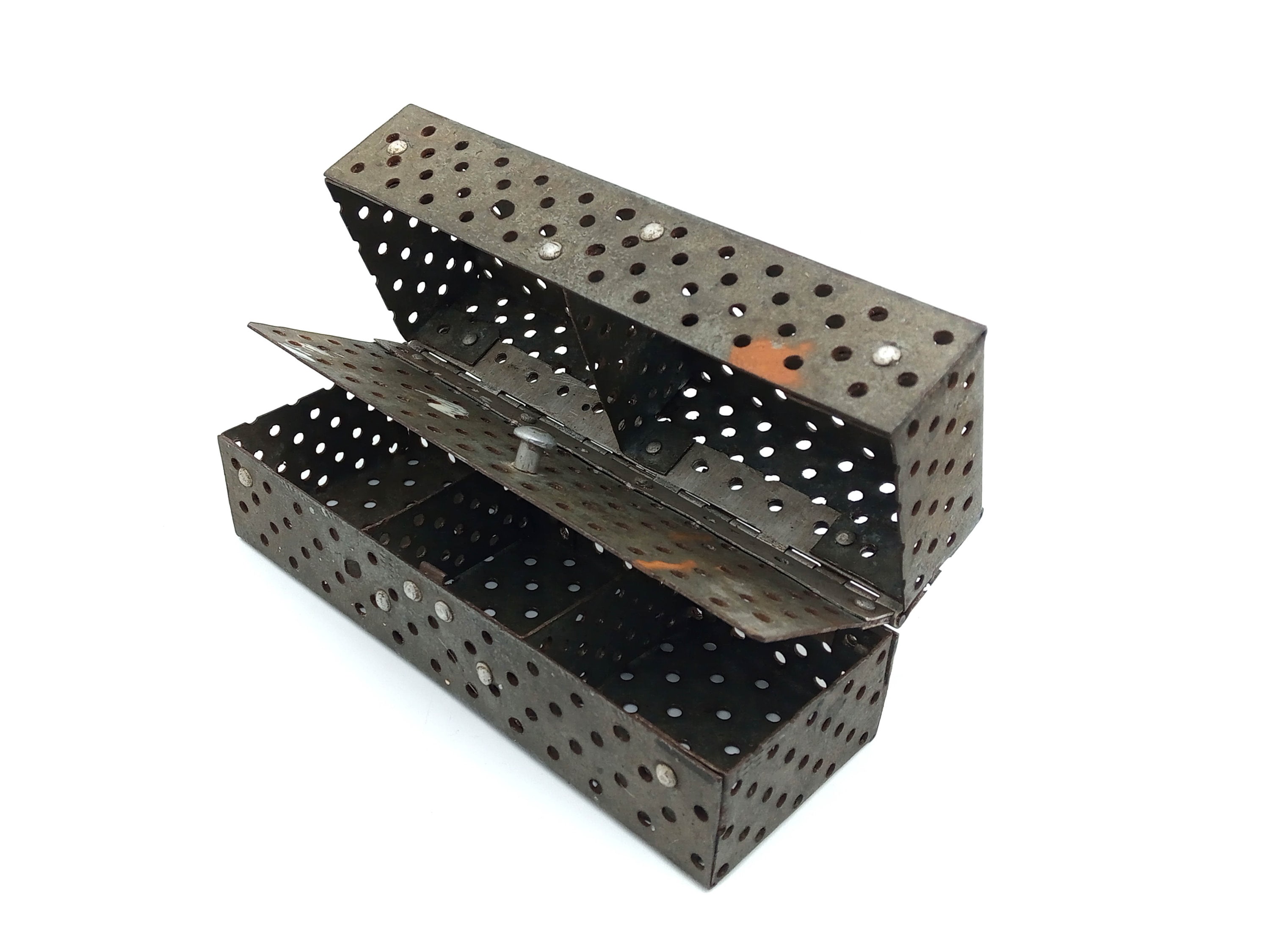 Small industrial garage box, vintage mechanic loft, 60s iron - folk art - French artisanal manufacture