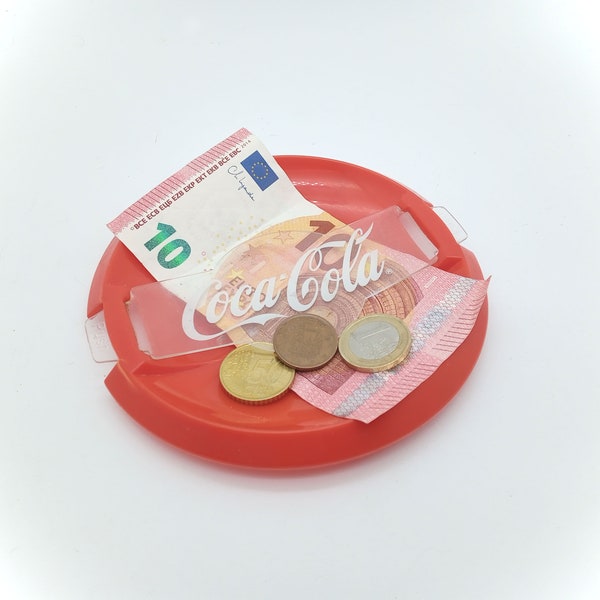 Ramasse monnaie en plastique à clip de bar- bistrot Français vintage Coca-cola années 90