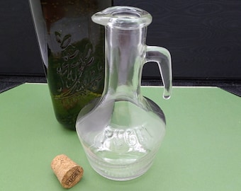 PUGET olive oil bottle made in France in glass with pouring spout and cork stopper 20 cl 80s