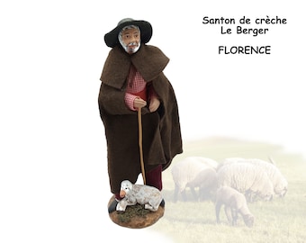 Santon de crèche Le Berger - made in Italie - artisanat de Florence fait à la main années 80