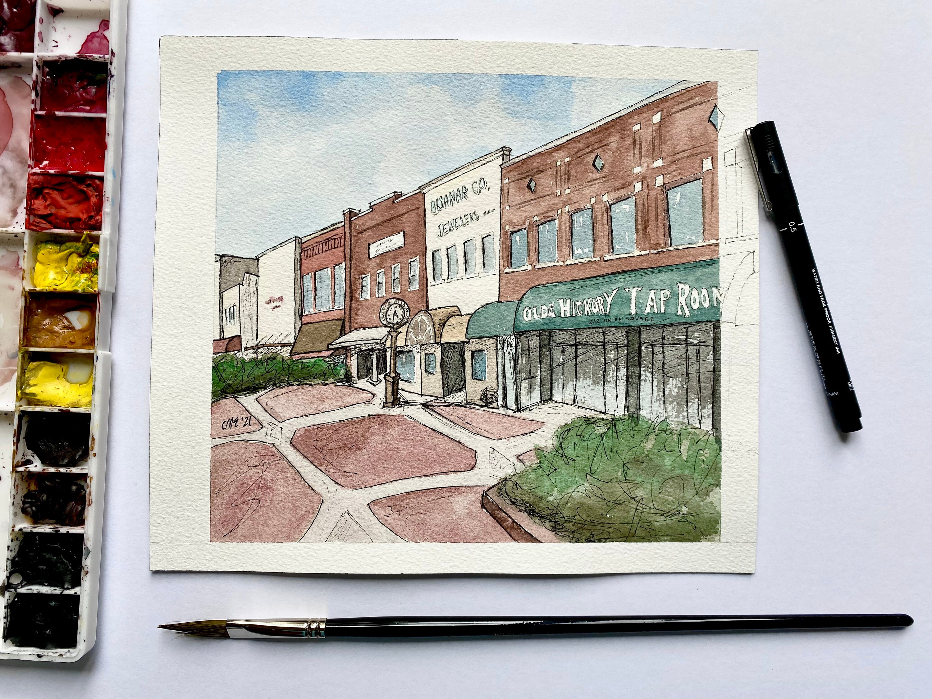 Union Square, Hickory, NC Original Watercolor Painting - Etsy