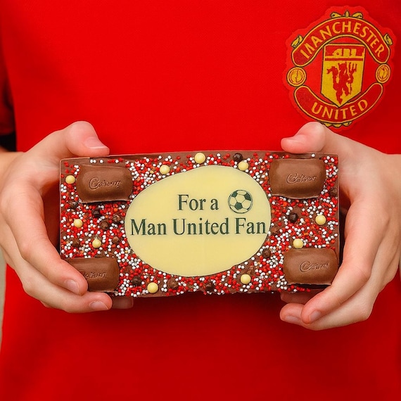 Man United football Fan Belgian Chocolate Bar: Soccer Gift