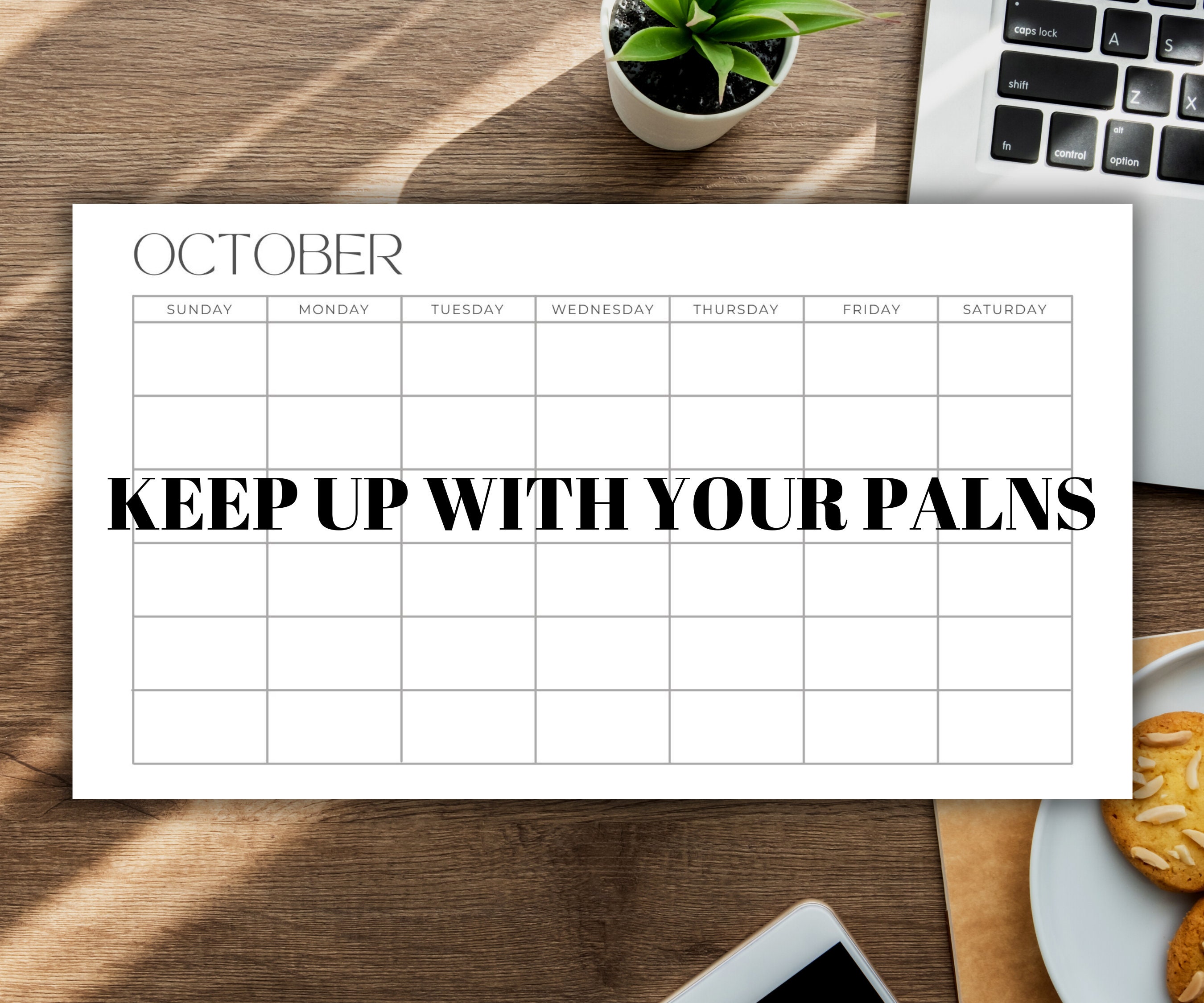 Buy Monthly Calendar Landscape, Printable Calendar Template, Minimalist ...