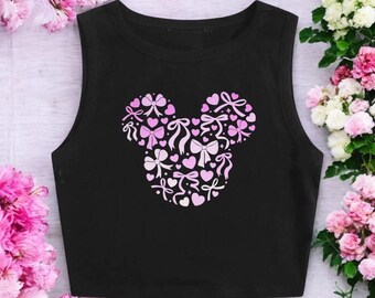 Pink bows of the heart crop top | Disney inspired Crop Top | Disney vacation shirt | Multi colors available