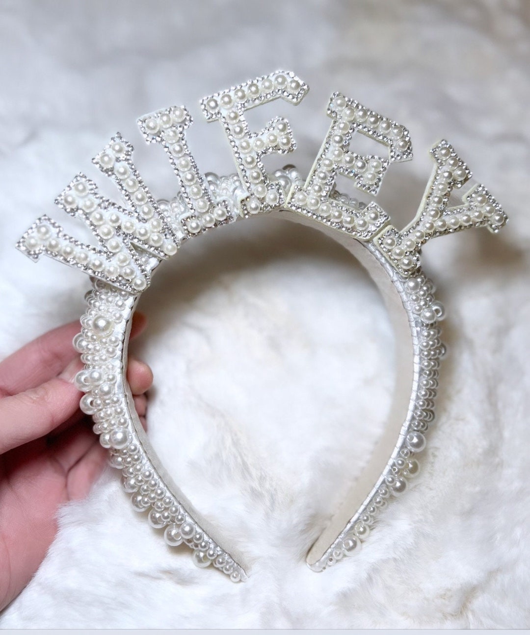 Pearl Wifey Headband Party Crown Bride to Be Crown - Etsy