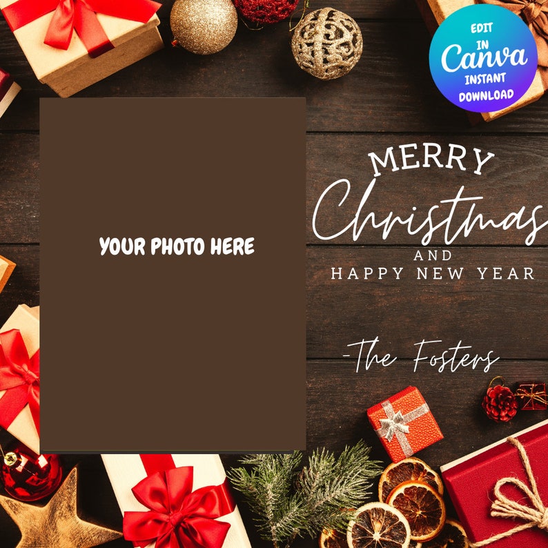 Digital Christmas New Year Card Photo Christmas New Year Card Canva