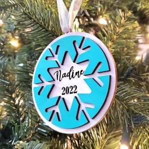 2024 year 3D wood ornament with name