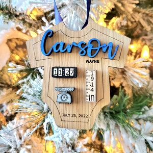 3D baby Christmas keepsake ornament. All about baby ornament. Custom baby ornament with name, weight, time of birthday, length, and date