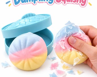 Regenbogen Dumpling Squishy mit Wachsschicht - Crackle Squishy | Knautschspielzeug Geschenk