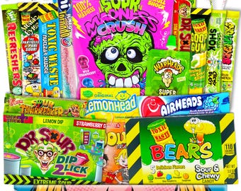 Saure USA Süßigkeiten Box | 20 Stück | Amerikanischer Sour Candy Mix | US Candy Geschenkbox | Amerikanische Süßigkeiten Import | Candy & Bar