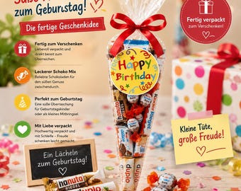 Happy Birthday Schokolade Mix Tüte | Fertig verpackte Geschenkidee | Süßigkeiten Geschenk | 200 g