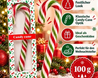 XXL Candy Cane 100 g | Große Zuckerstange | Christmas Candy Weihnachten Geschenk