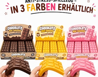 Squishy Schokoladentafel – Fidget Toy & Quetschspielzeug in 3 Farben