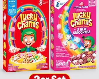 Lucky Charms 2er Set | Classic & Cotton Candy | USA Cerealien mit Marshmallows, American Cereal 597 g
