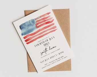 Editable 4th of July BBQ Invitation Template (Digital Download)