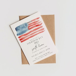 Modèle modifiable d'invitation pour barbecue de la fête de l'indépendance | Invitation au barbecue du 4 juillet | Aucun logiciel nécessaire | Téléchargement instantané | Imprimez à la maison