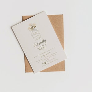 Editable Locally Grown Baby Shower Invitation Template | No Software Needed | CANVA editable | Instant Download | Printable | Text Invite |