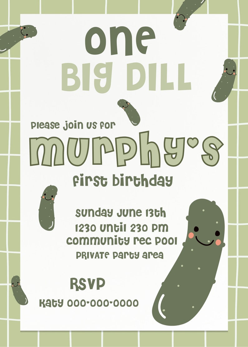 En stor dillfödelsedagsinbjudan: Pickleparty (utskrivbar) bild 2