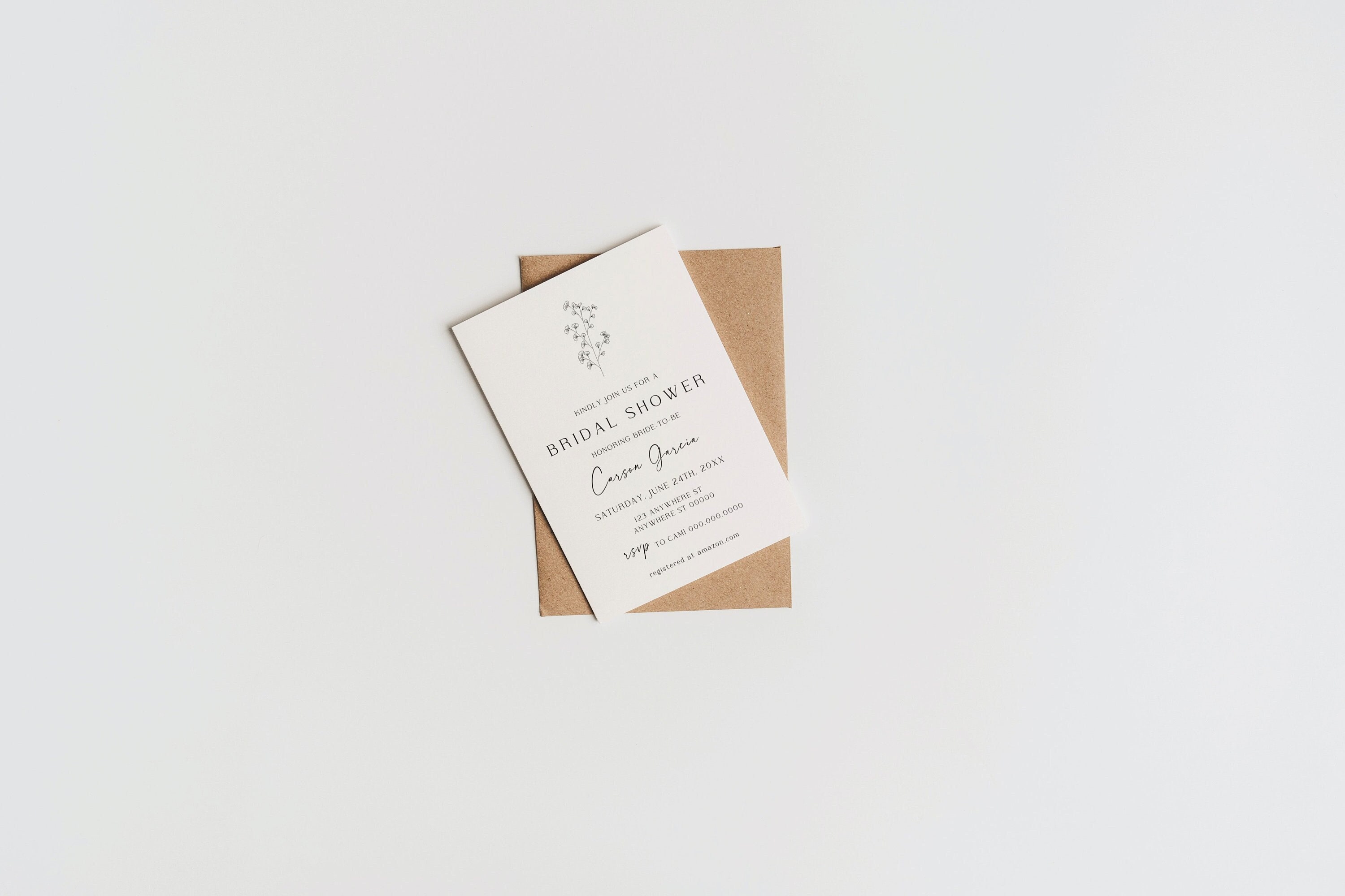 Simple Bridal Shower Invitation | Elegant | Minimal Invite | Minimalist | Modern | Completely Editable | Instant Download | CANVA template |