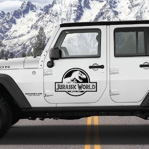 Custom Jurassic World Colored Dinosaur Compatible for Jeep SUV Truck Car Vehicle Decal Sticker