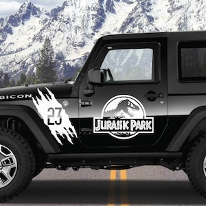 Custom 5 Piece Set Jurassic Park Colored Dinosaur Compatible for Jeep SUV Truck Car Vehicle Decal Sticker