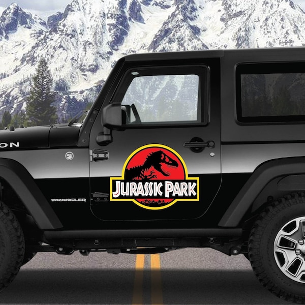 Original Jurassic Park Colored Dinosaur Compatible pour Jeep SUV Camion Voiture Véhicule Autocollant