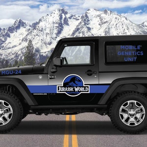 9 Piece Set Jurassic World Mobile Genetics Unit Blue Stripe Kit Numbers Dinosaur Compatible for Jeep SUV Truck Car Vehicle Decal Sticker