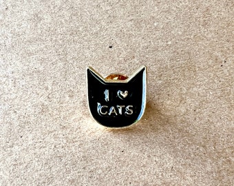 I love Cats Enamel Pin Black Cat Head Anxiety Stress Relief Mental Health Animal Lovers Cat Dad Mom Lady Mystical Witch