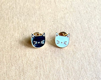 Black and White Cat Head Enamel Pin Anxiety Stress Relief Mental Health Animal Lovers Cat Dad Mom Lady