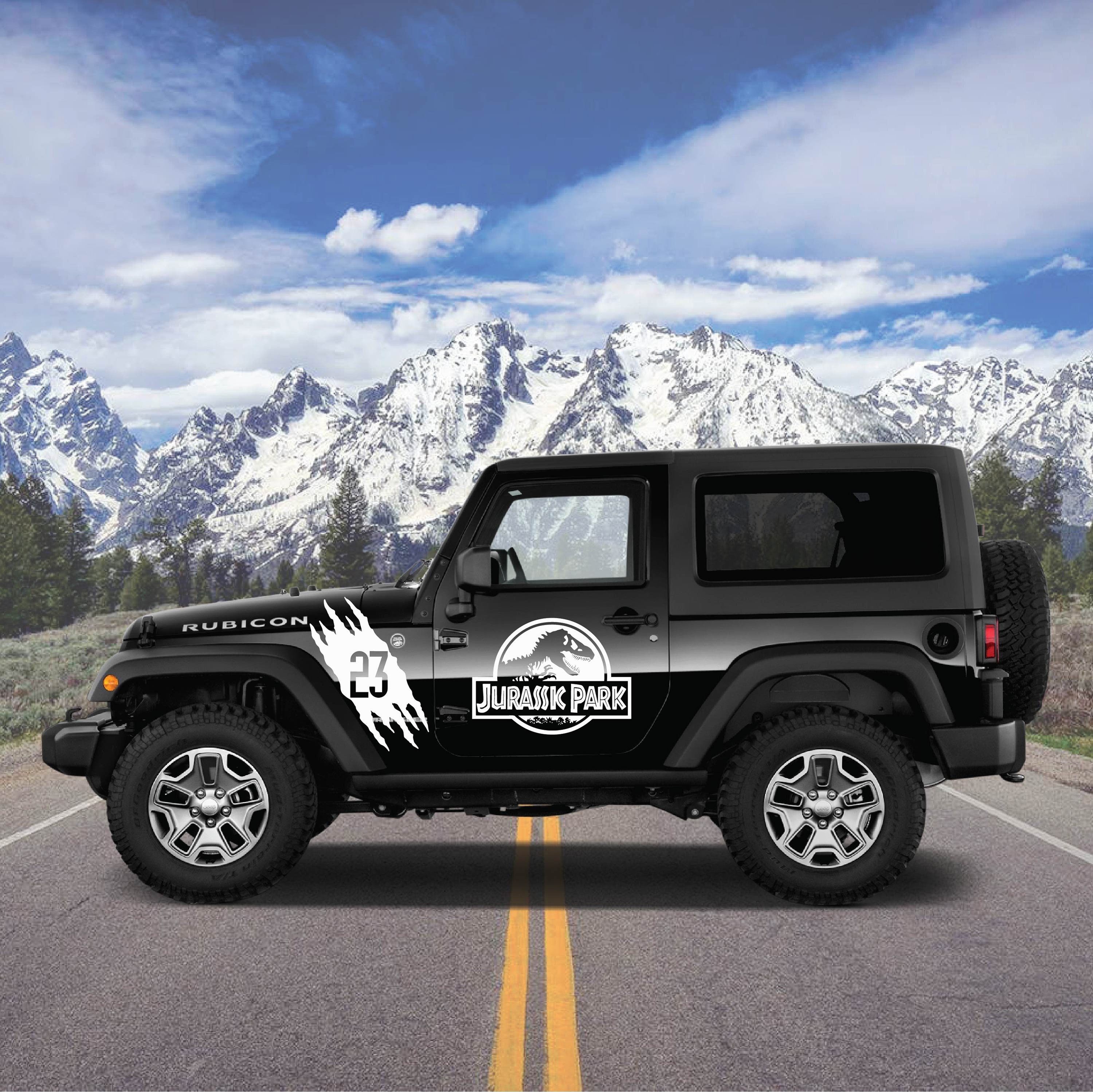 Custom 5 Piece Set Jurassic Park Colored Dinosaur Compatible for Jeep SUV Truck Car Vehicle Decal Sticker