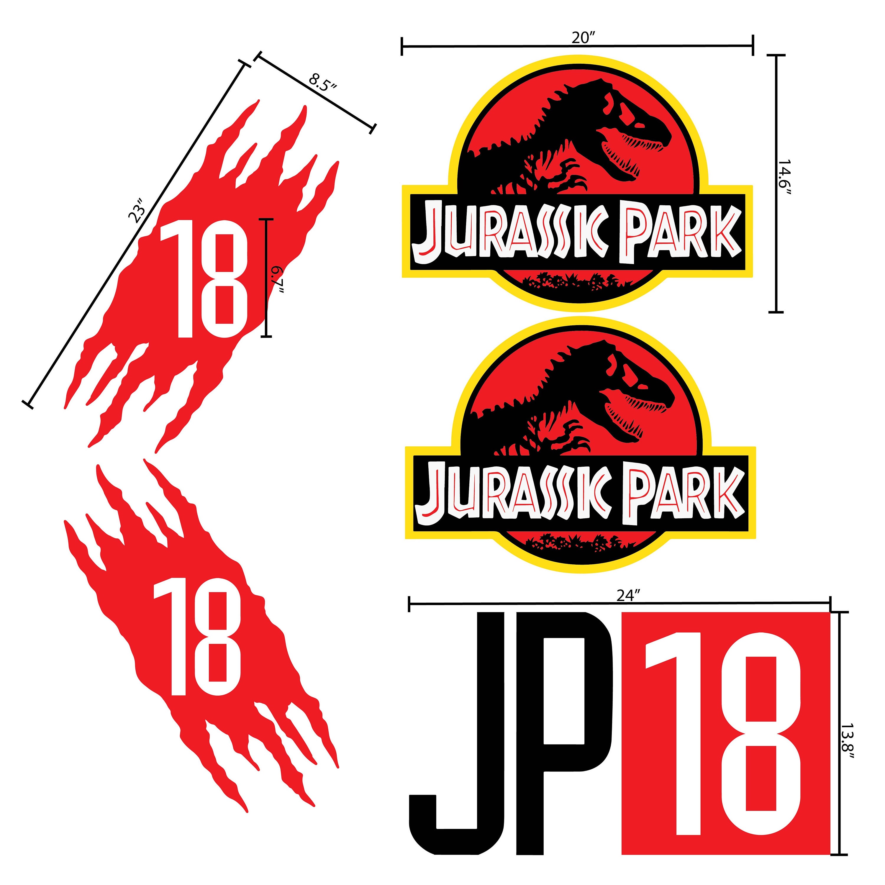 5 Piece Set Original Jurassic Park Colored Dinosaur Custom Etsy