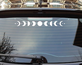Moon Phase Line Row Stars Back Window Home Vehicle Laptop Water Bottle Waterproof Mystical Witch Decal Sticker