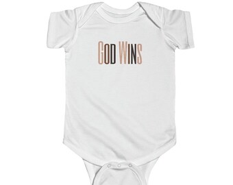 God Wins Onesie Jesus Onesie Christian Onesie Gift for Baptism Gift for Christening Gift for New Baby Christian Baby Gift Religious Onesie