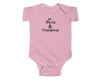 Be Strong & Courageous Onesie Faith Onesie Christian Onesie New Christian Baby Onesie Baptism Gift for new baby Onesie Gift of Faith Onesie