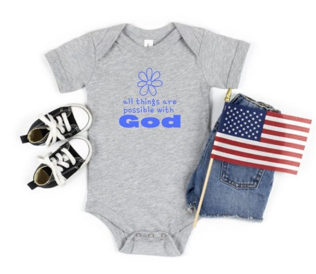 All Things Are Possible With God Onesie, Baptism Onesie, New Baby