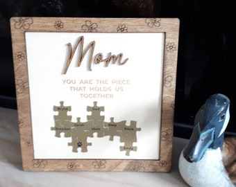 Mom Jigsaw Frame - Valentine Gift - Birthday - Puzzle Piece Names - Mum - Mother - Nan - Grandma - Family -Mother's Day -Best Unique Popular