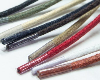 20 to 47 Inch (50 to 120 cm) Round Waxed Cotton Shoe Laces (72 Pairs Package) - Lacets Ronds Cirés - Leather Suede Oxford Mocassin Shoelaces