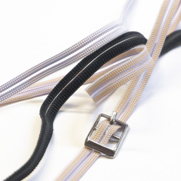 0.3 (5/16) Inch - 8 mm Adjustable Narrow Buckle Elastic Ribbon - Back Strap - Slingback Sandals Repair Elastic - Fishing Line Elastic