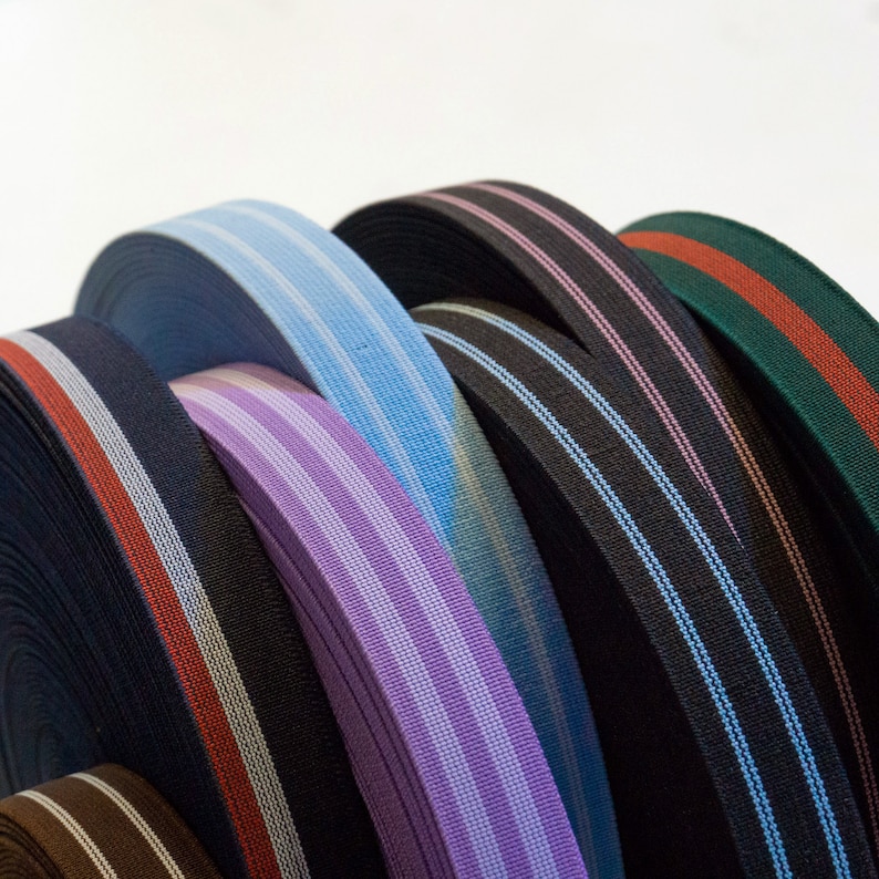 0.8 Inch (20mm) Multicolor Stripes Woven Elastic Ribbon Band ...