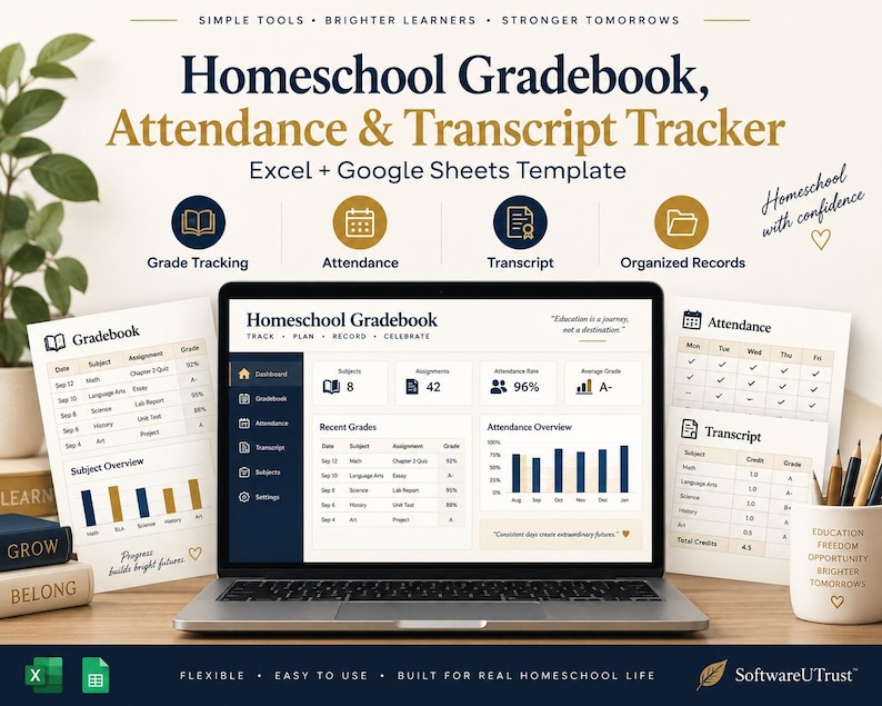 Homeschool Gradebook Attendance & Transcript Tracker | Homeschool ...