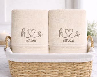 Embroidered Couple Initial Towel – Personalized Wedding Gift