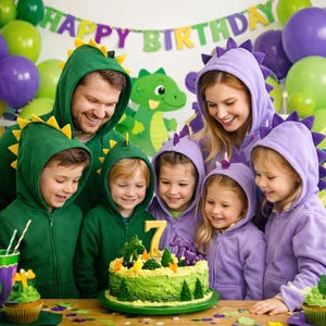 Boys Green Dinosaur/Dragon Hoodie with Yellow Spikes | Forest Green Dinosaur Sweatshirt | Fun Dinosaur Dress-Up Costume