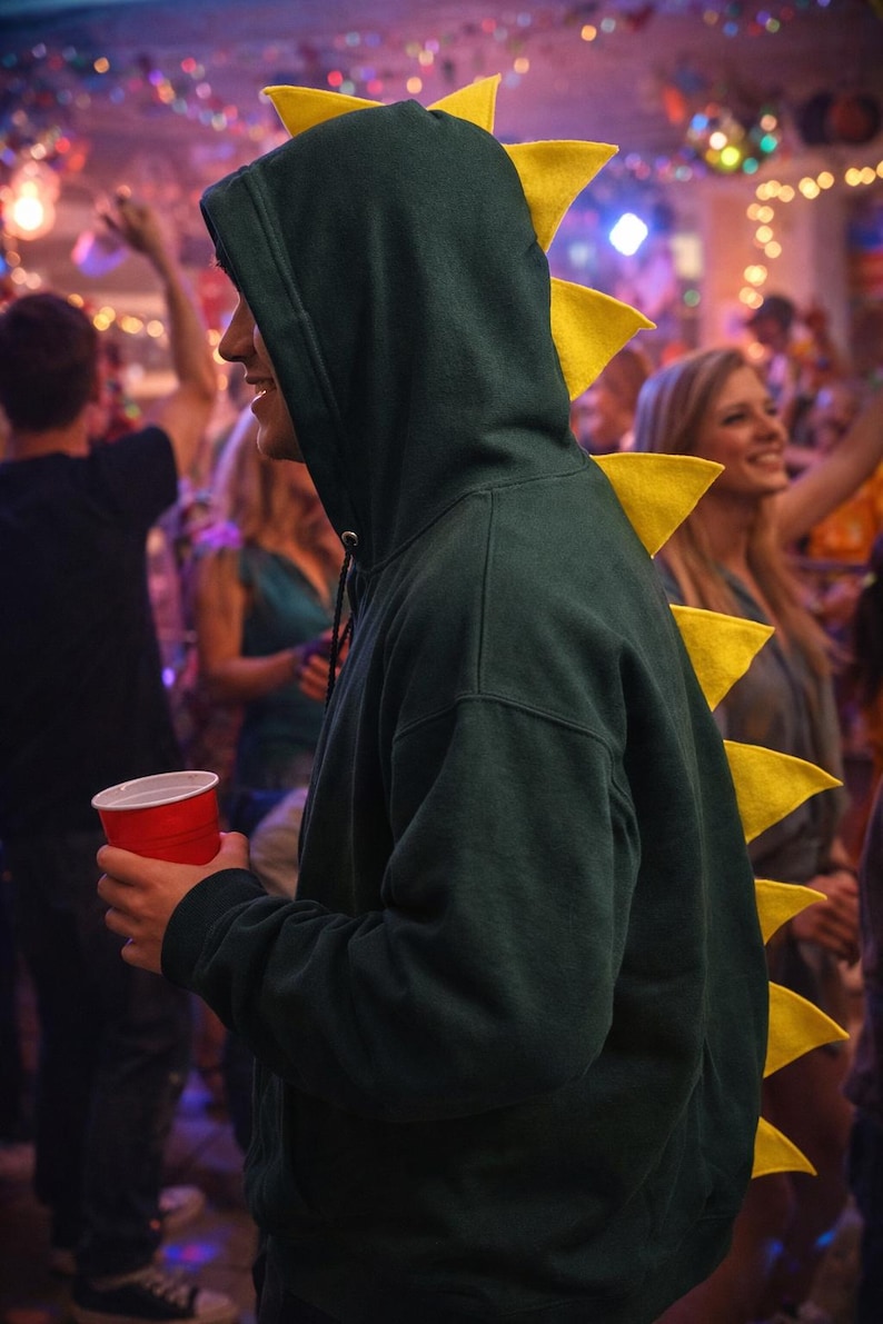 Dinosaur or Dragon Hoodie for Adults | Green or Lavender Spike Hoodie | Dino Costume Sweatshirt | Unisex S–2XL image 2