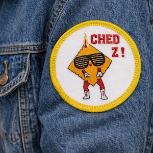 Ched-Z Embroidered Patch – Non Edible Mascot, Bowl Game Patch