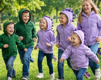 Kids Dragon Hoodie | Green or Lavender Spike Hoodie | Cozy Fantasy Dragon Costume Sweatshirt