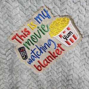 This is My Movie Watching Blanket - Embroidered Plush Fleece Throw
