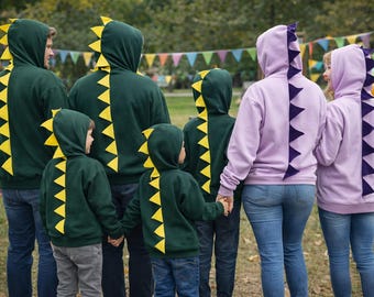 Dinosaur or Dragon Hoodie for Adults | Green or Lavender Spike Hoodie | Dino Costume Sweatshirt | Unisex S–2XL