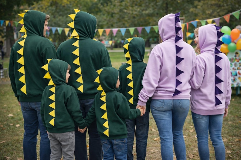 Dinosaur or Dragon Hoodie for Adults | Green or Lavender Spike Hoodie | Dino Costume Sweatshirt | Unisex S–2XL image 6