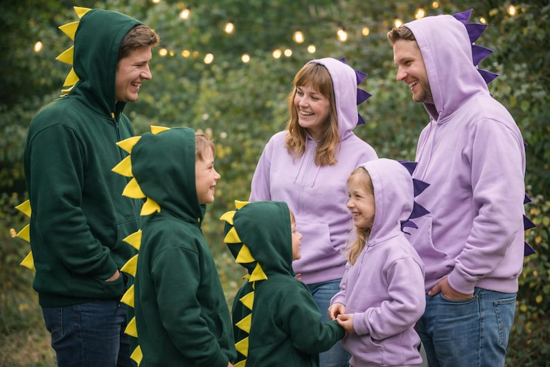 Dinosaur or Dragon Hoodie for Adults | Green or Lavender Spike Hoodie | Dino Costume Sweatshirt | Unisex S–2XL image 3