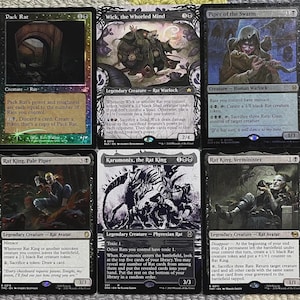 Può includere: Sei carte collezionabili Magic: The Gathering disposte su due file. Le carte presentano illustrazioni dark fantasy di ratti e stregoni, tra cui Pack Rat, Wick the Whorled Mind, Piper of the Swarm, Rat King Pale Piper, Karumonix e Rat King Verminister.